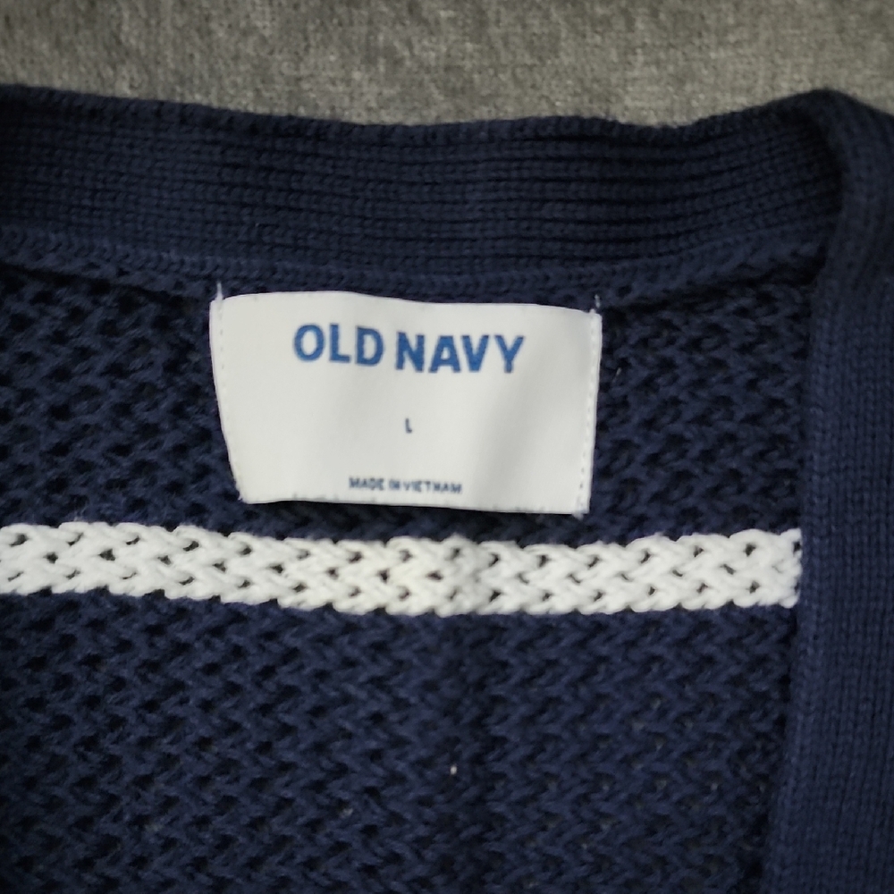 $4 FIRM 🌟FINAL MARK DOWN🌟Old Navy Women's Navy and White Striped Cardigan - Picture 3 of 6